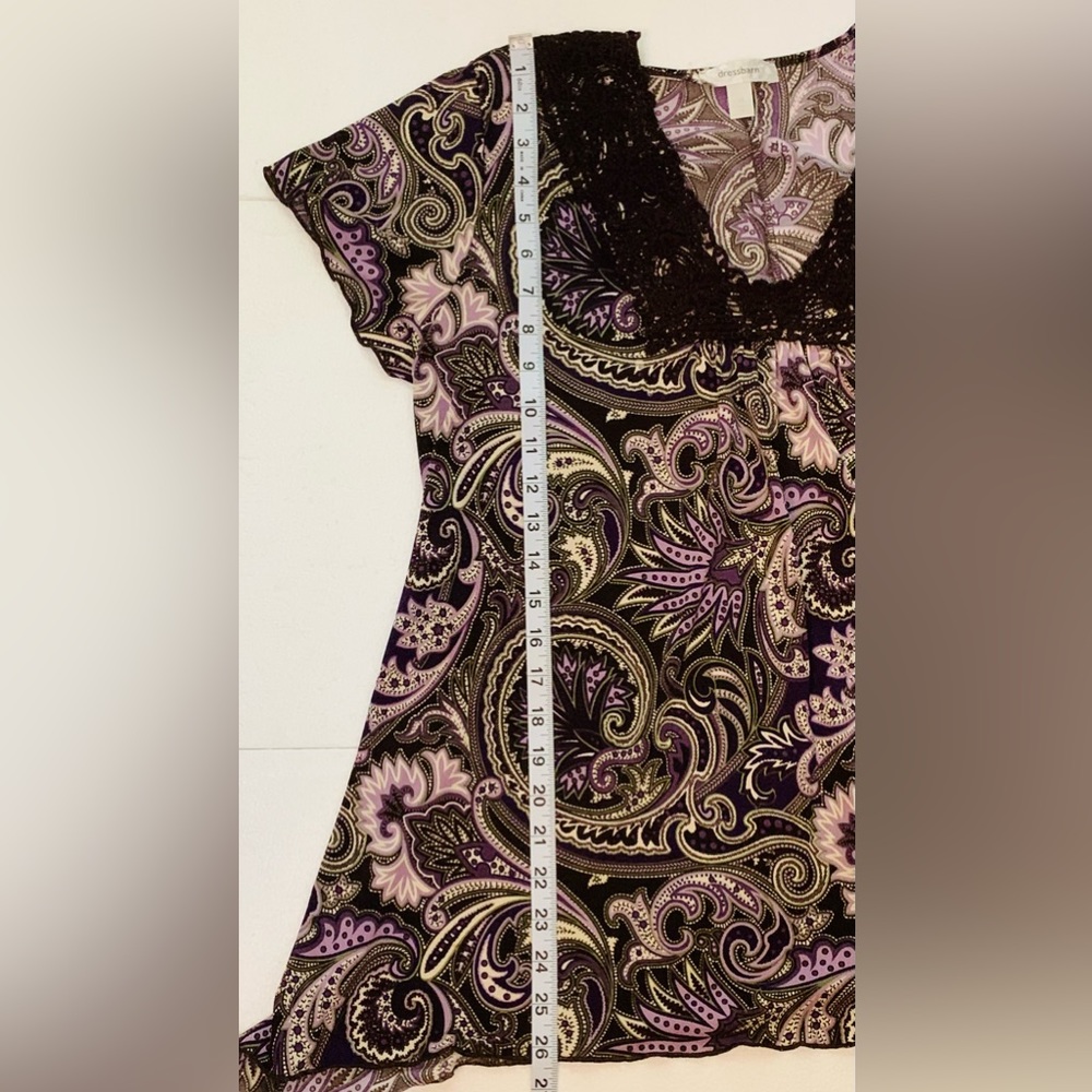 Woman’s Dressbarn Blouse XL Purple Paisley Embroidered Made in USA - Picture 6 of 11